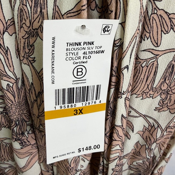 Karen Kane Womens Flowy Floral Peasant Blouse Top 3X NWT $148 Romantic Boho - Picture 9 of 11